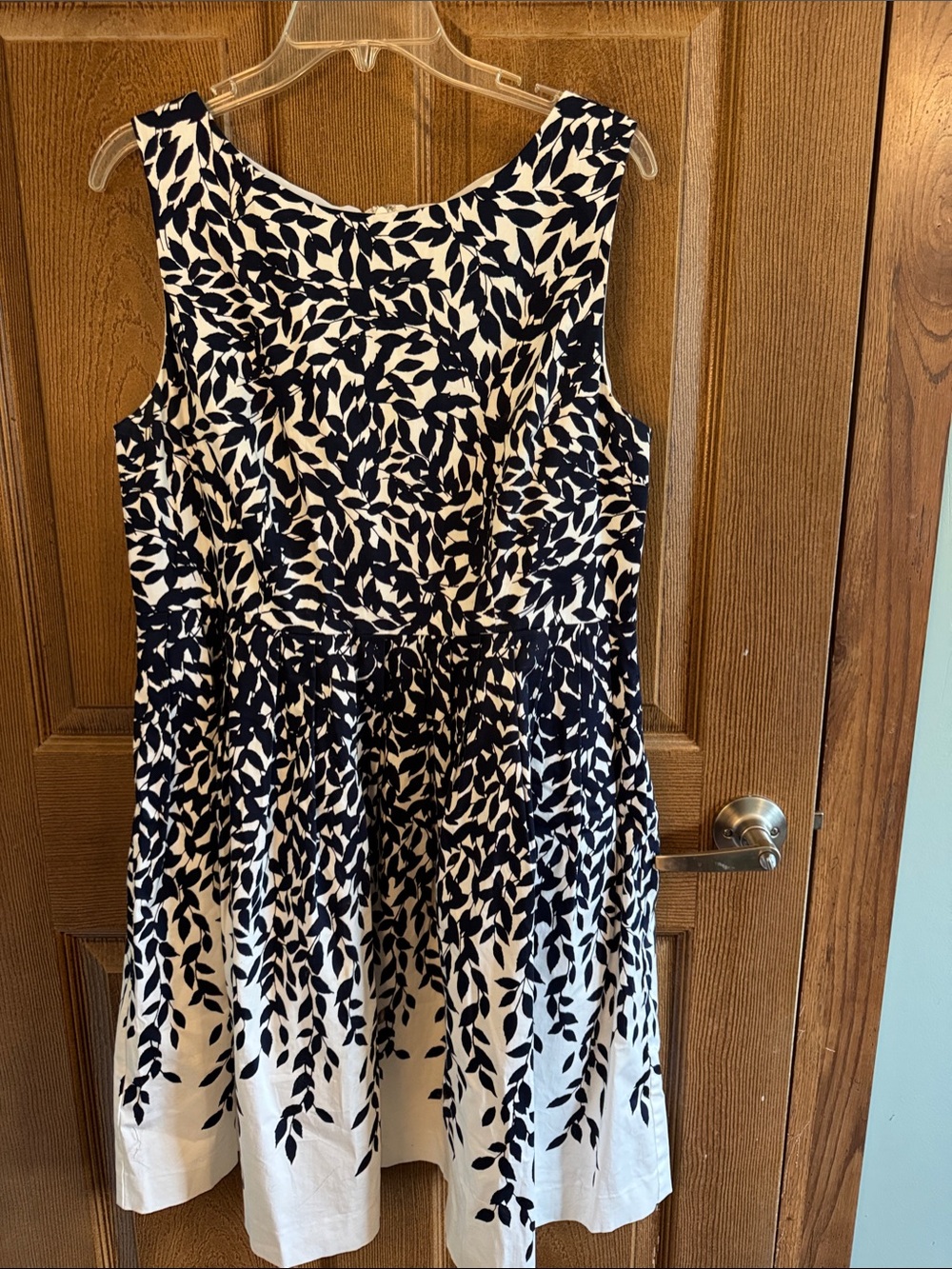 Talbot Navy and White Leaf Print Sleeveless Dress
